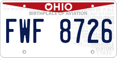 OH license plate FWF8726