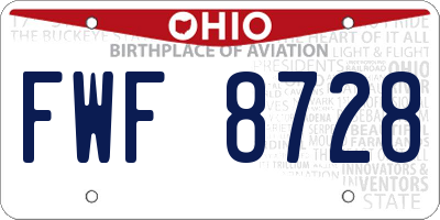 OH license plate FWF8728