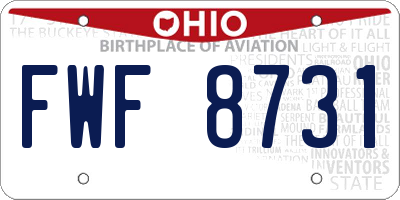 OH license plate FWF8731