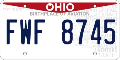 OH license plate FWF8745