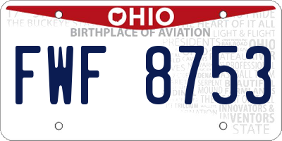 OH license plate FWF8753