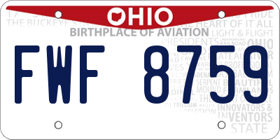 OH license plate FWF8759