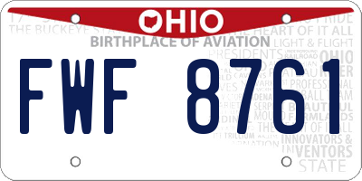 OH license plate FWF8761