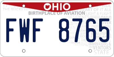 OH license plate FWF8765
