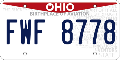 OH license plate FWF8778