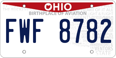 OH license plate FWF8782