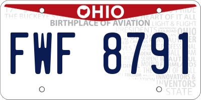 OH license plate FWF8791