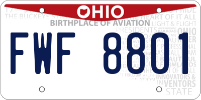 OH license plate FWF8801