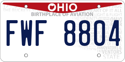 OH license plate FWF8804