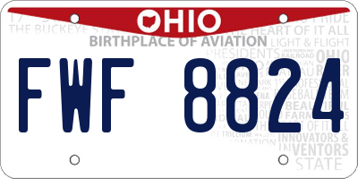 OH license plate FWF8824