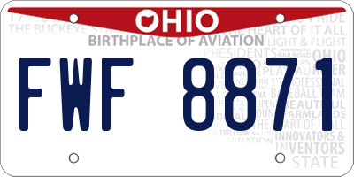 OH license plate FWF8871
