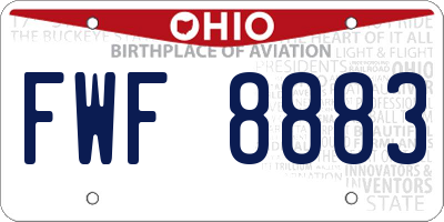 OH license plate FWF8883