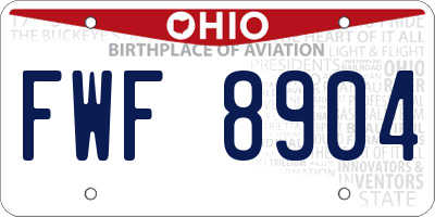 OH license plate FWF8904