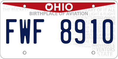 OH license plate FWF8910