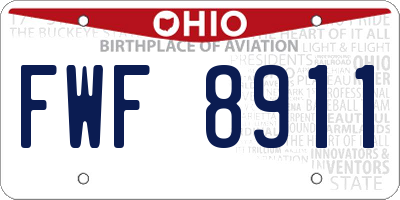 OH license plate FWF8911