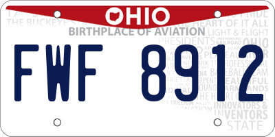 OH license plate FWF8912