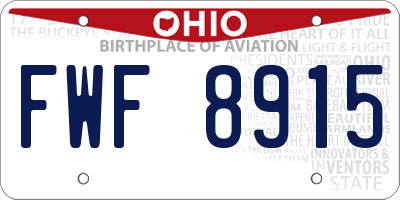 OH license plate FWF8915