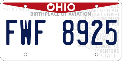 OH license plate FWF8925