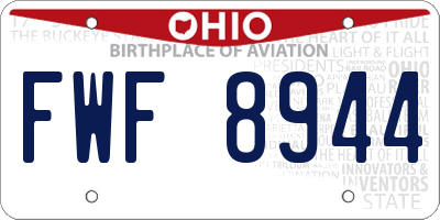 OH license plate FWF8944