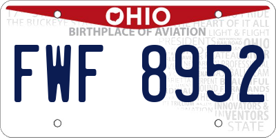 OH license plate FWF8952