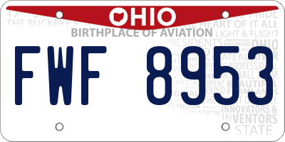 OH license plate FWF8953