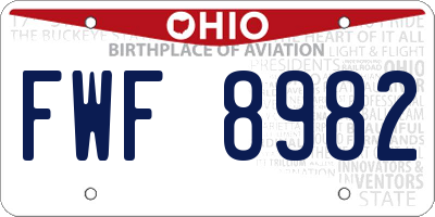 OH license plate FWF8982