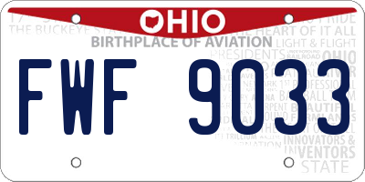 OH license plate FWF9033