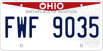 OH license plate FWF9035