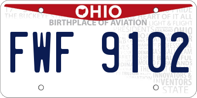 OH license plate FWF9102