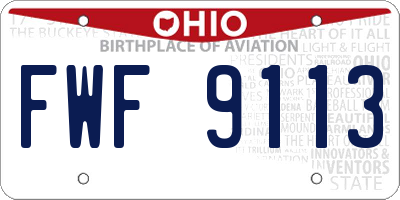 OH license plate FWF9113