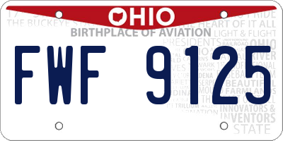 OH license plate FWF9125