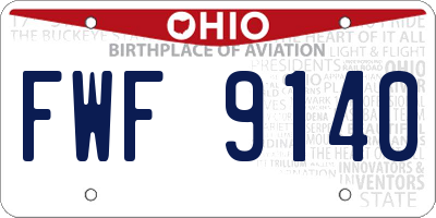OH license plate FWF9140
