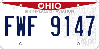 OH license plate FWF9147