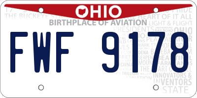 OH license plate FWF9178