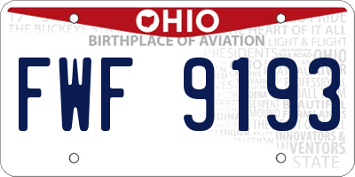 OH license plate FWF9193