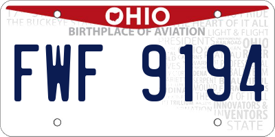 OH license plate FWF9194