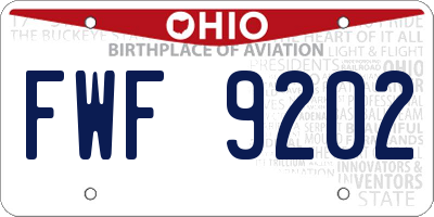 OH license plate FWF9202