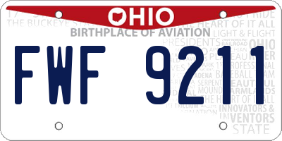 OH license plate FWF9211