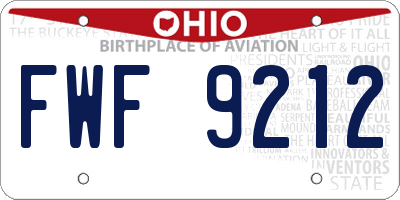 OH license plate FWF9212