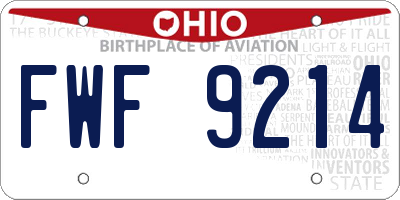 OH license plate FWF9214