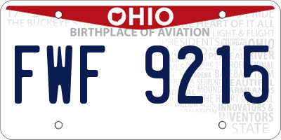 OH license plate FWF9215