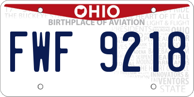 OH license plate FWF9218