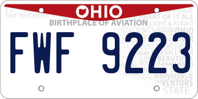 OH license plate FWF9223