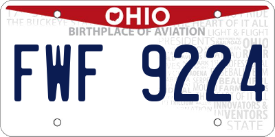 OH license plate FWF9224