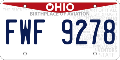 OH license plate FWF9278