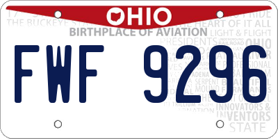 OH license plate FWF9296