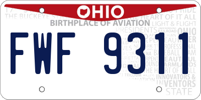 OH license plate FWF9311