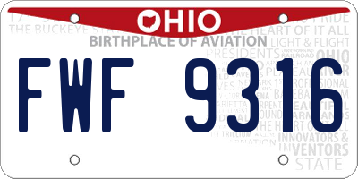 OH license plate FWF9316