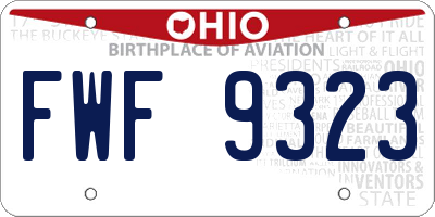 OH license plate FWF9323