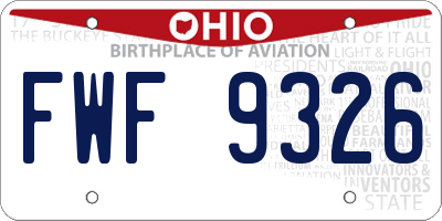 OH license plate FWF9326